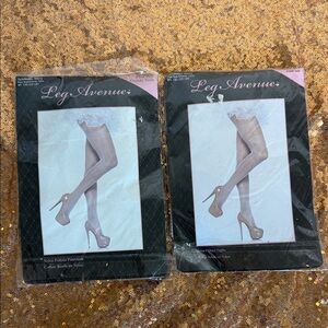 Set of 2 Leg Avenue White Fishnet Pantyhose